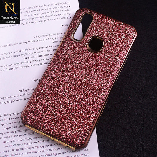 Vivo Y12 Cover - Brown - Bling Glitter Dual Hybrid Style Protective Case