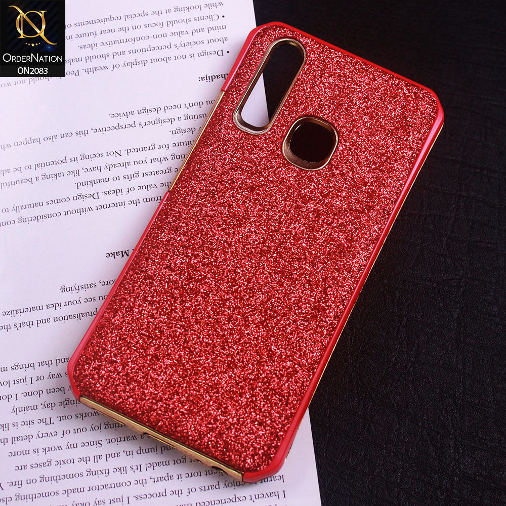 Vivo Y15 Cover - Red - Bling Glitter Dual Hybrid Style Protective Case