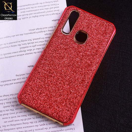 Vivo Y17 Cover - Red - Bling Glitter Dual Hybrid Style Protective Case