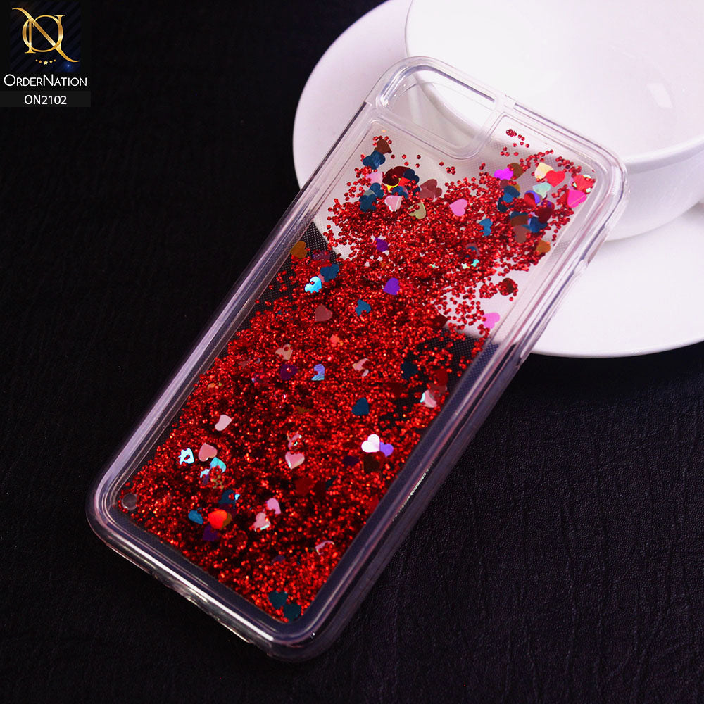 iPhone 6S / 6 Cover - Red - Cute Love Hearts Liquid Glitter Pc Back Case