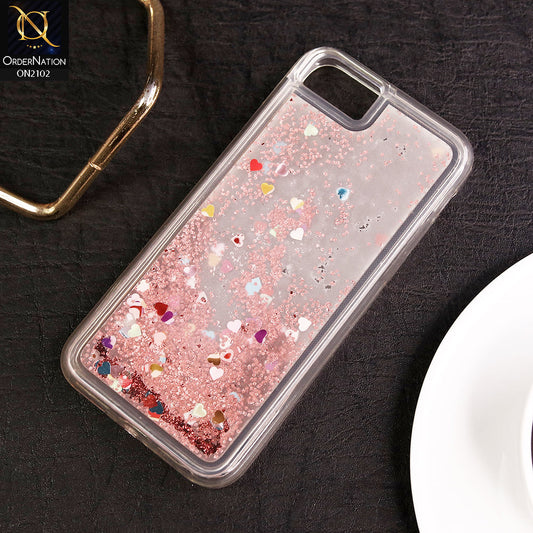 iPhone 6S / 6 Cover - Rose Gold - Cute Love Hearts Liquid Glitter Pc Back Case