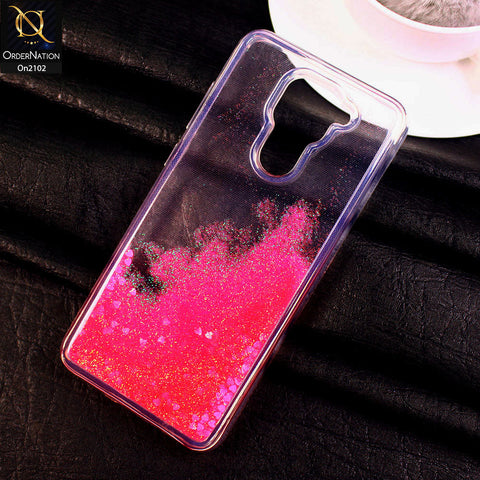 Xiaomi Redmi 10X 4G Cover - Pink - Cute Love Hearts Liquid Glitter Pc Back Case