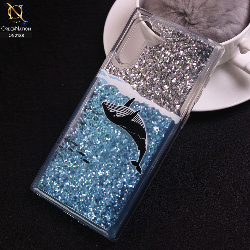 Samsung Galaxy Note 10  - Design 19 - Trendy Moving Liquid Glitter Shine Soft Borders Case