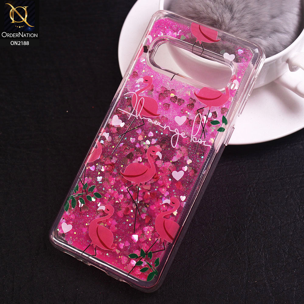 Samsung Galaxy S10 Cover - Design 10 - Trendy Moving Liquid Glitter Shine Soft Borders Case