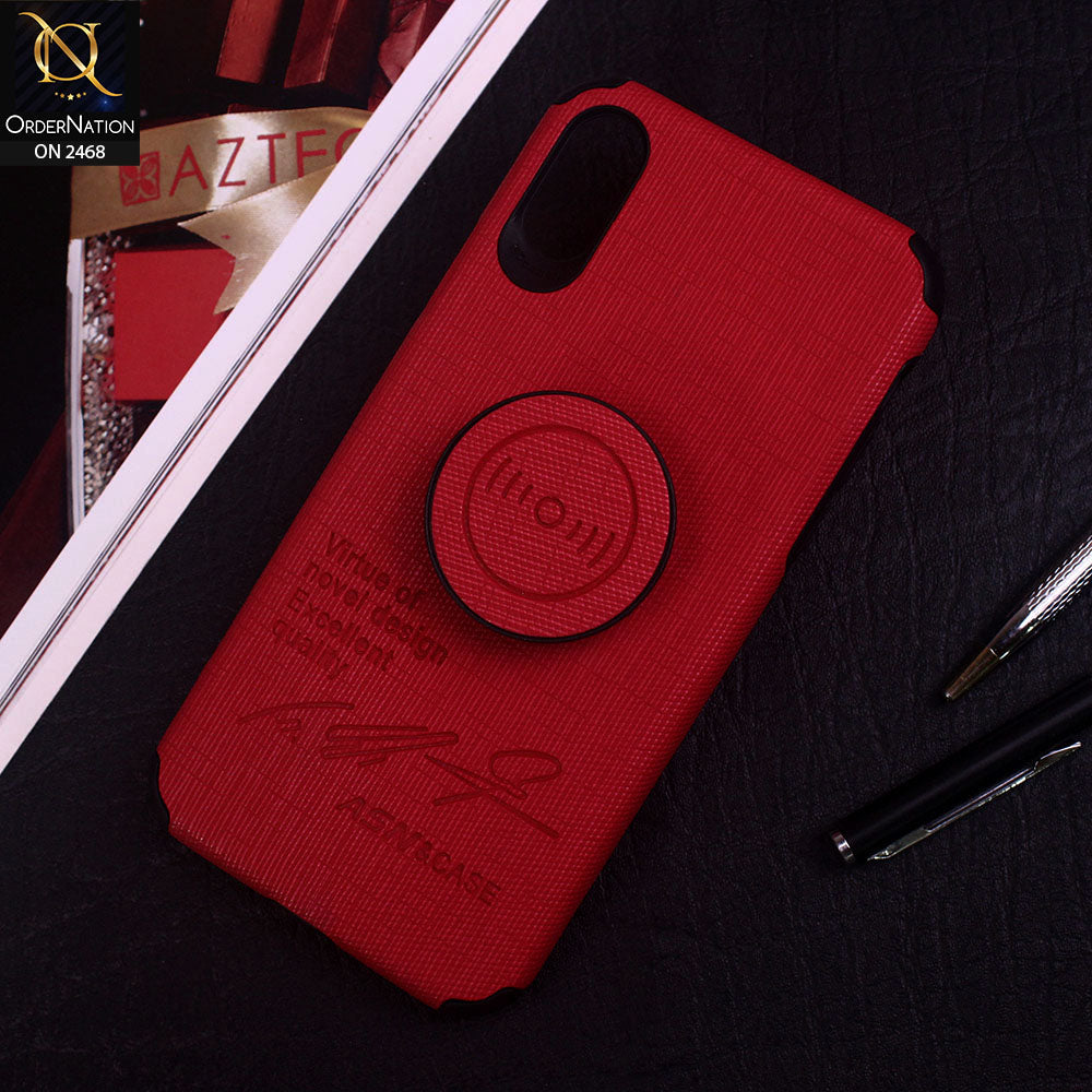 iPhone XS / X Cover - Red - New Stylish Febric Texture Case with Mobile Holde