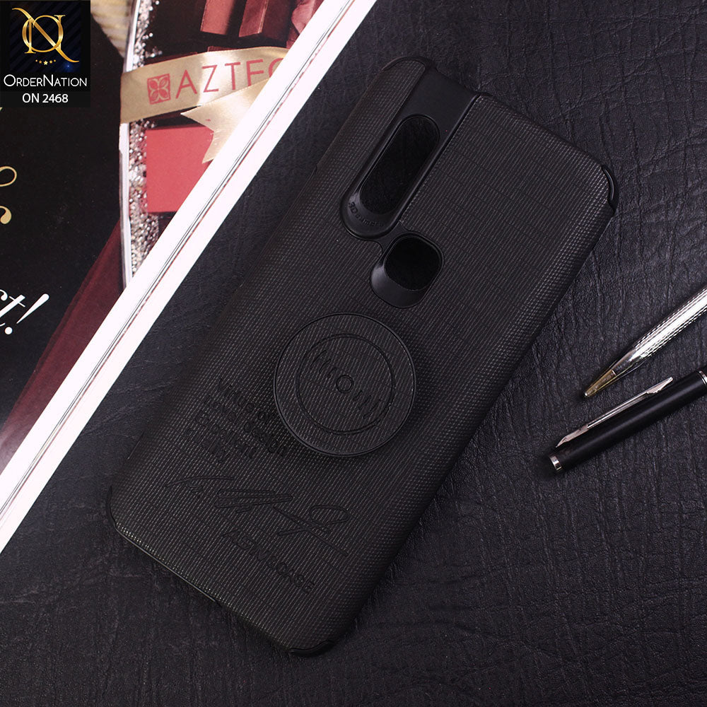 Infinix S5 Pro Cover - Black - New Stylish Febric Texture Case with Mobile Holde