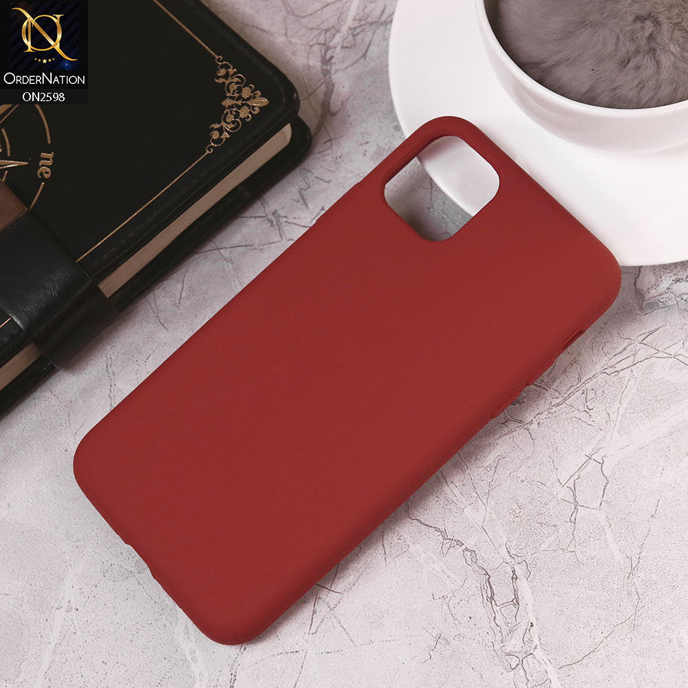 iPhone 11 Pro Max Cover - Dark Red - HQ Silica Gel Silicon Shockproof Matte Soft Case