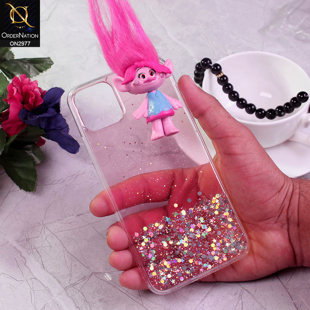 iPhone 12 Pro Cover - Design 4 - New Girlish Style Troll Doll Bling Soft TPU Phone Case - Glitter Does Not Move