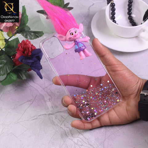 iPhone 12 Cover - Design 5 - New Girlish Style Troll Doll Bling Soft TPU Phone Case - Glitter Does Not Move