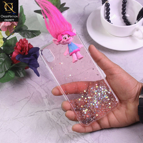 iPhone XS / X Cover - Design 4 - New Girlish Style Troll Doll Bling Soft TPU Phone Case - Glitter Does Not Move