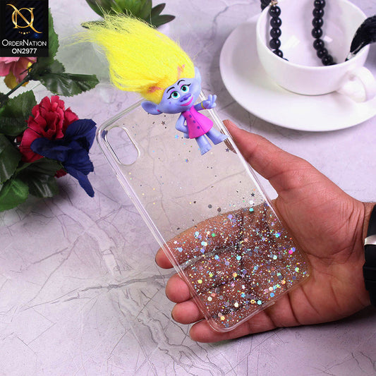 iPhone XS Max Cover - Design 2 - New Girlish Style Troll Doll Bling Soft TPU Phone Case - Glitter Does Not Move