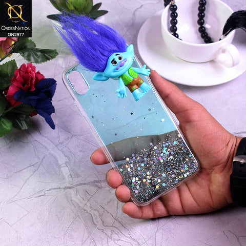 iPhone XS Max Cover - Design 3 - New Girlish Style Troll Doll Bling Soft TPU Phone Case - Glitter Does Not Move