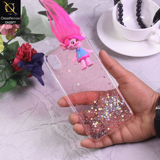 iPhone XS Max Cover - Design 4 - New Girlish Style Troll Doll Bling Soft TPU Phone Case - Glitter Does Not Move