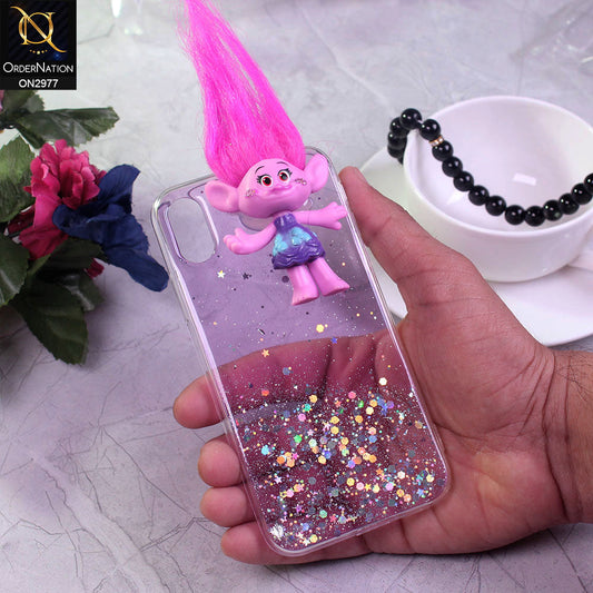 iPhone XS Max Cover - Design 5 - New Girlish Style Troll Doll Bling Soft TPU Phone Case - Glitter Does Not Move