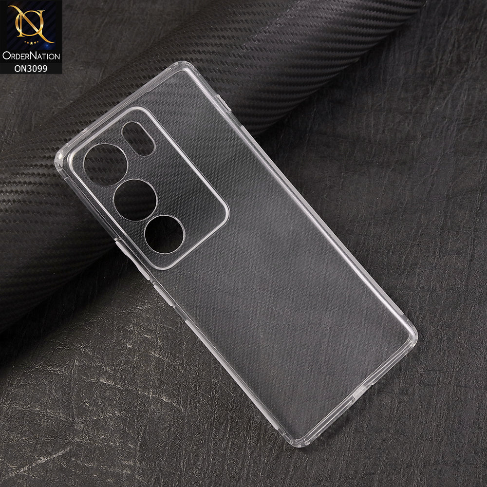 Vivo V29 Cover - Soft 4D Design Shockproof Silicone Transparent Clear Camera Protection Case