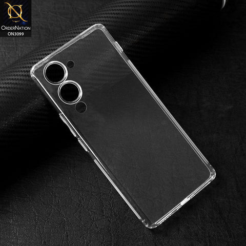 Vivo Y29s Cover - Transparent - Soft 4D Design Shockproof Silicone Transparent Clear Camera Protection Case