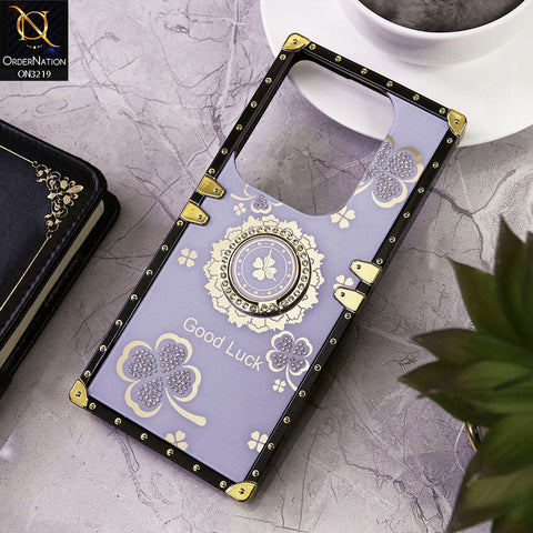 Infinix Hot 40 Cover - Light Purple - Square Bling Diamond Glitter Soft TPU Trunk Case with Ring Holder