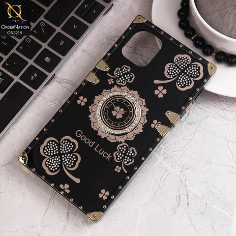 iPhone 11 Cover - Black - Square Bling Diamond Glitter Soft TPU Trunk Case with Ring Holder