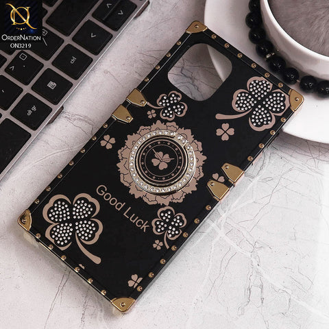 iPhone 11 Pro Cover - Black - Square Bling Diamond Glitter Soft TPU Trunk Case with Ring Holder