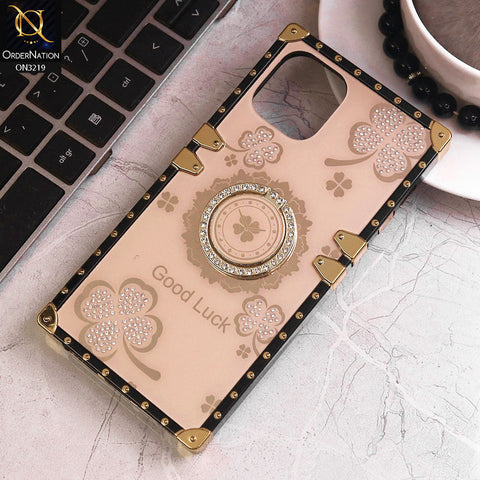 iPhone 11 Pro Cover - Golden - Square Bling Diamond Glitter Soft TPU Trunk Case with Ring Holder