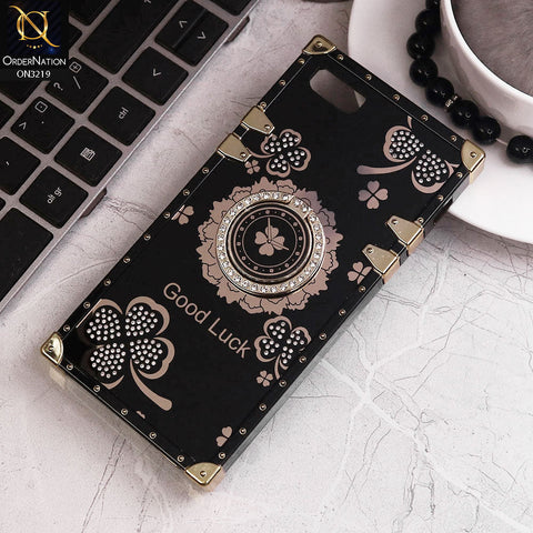 iPhone 8 / 7 Cover - Black - Square Bling Diamond Glitter Soft TPU Trunk Case with Ring Holder