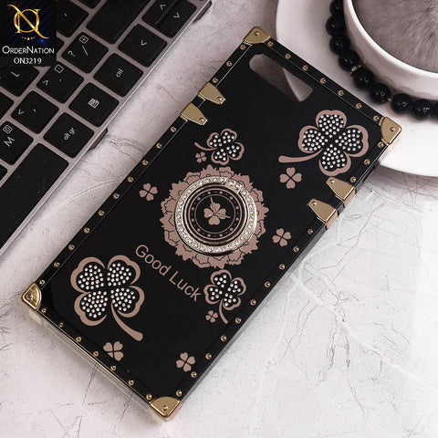 iPhone 8 Plus / 7 Plus Cover - Black - Square Bling Diamond Glitter Soft TPU Trunk Case with Ring Holder