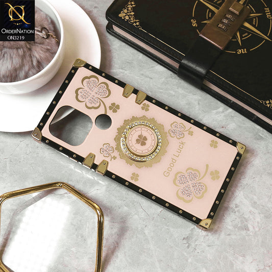 Xiaomi Redmi A1 Cover - Golden -  Square Bling Diamond Glitter Soft TPU Trunk Case with Ring Holder