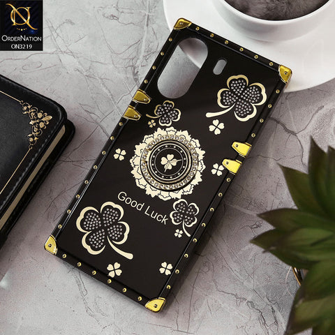 Xiaomi Redmi 13C Cover - Black - Square Bling Diamond Glitter Soft TPU Trunk Case with Ring Holder