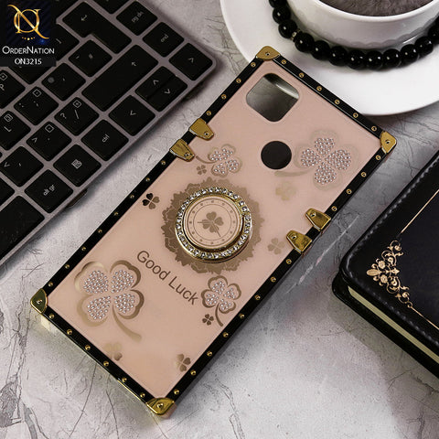 Xiaomi Redmi 9C Cover - Golden - Square Bling Diamond Glitter Soft TPU Trunk Case with Ring Holder