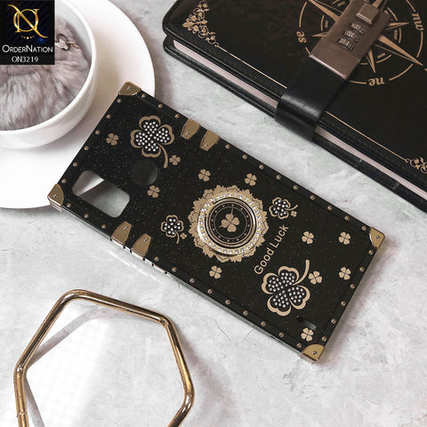 Tecno Spark 6 Go Cover - Black -  Square Bling Diamond Glitter Soft TPU Trunk Case with Ring Holder