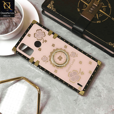 Tecno Spark 6 Go Cover - Golden -  Square Bling Diamond Glitter Soft TPU Trunk Case with Ring Holder