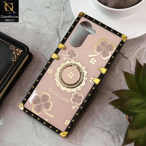 Vivo Y18 Cover - Golden - Square Bling Diamond Glitter Soft TPU Trunk Case with Ring Holder