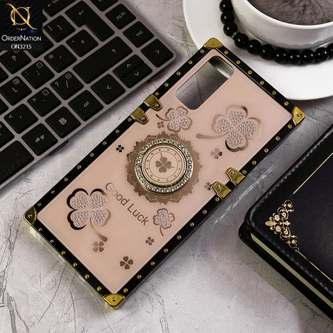Vivo Y12s Cover - Golden - Square Bling Diamond Glitter Soft TPU Trunk Case with Ring Holder