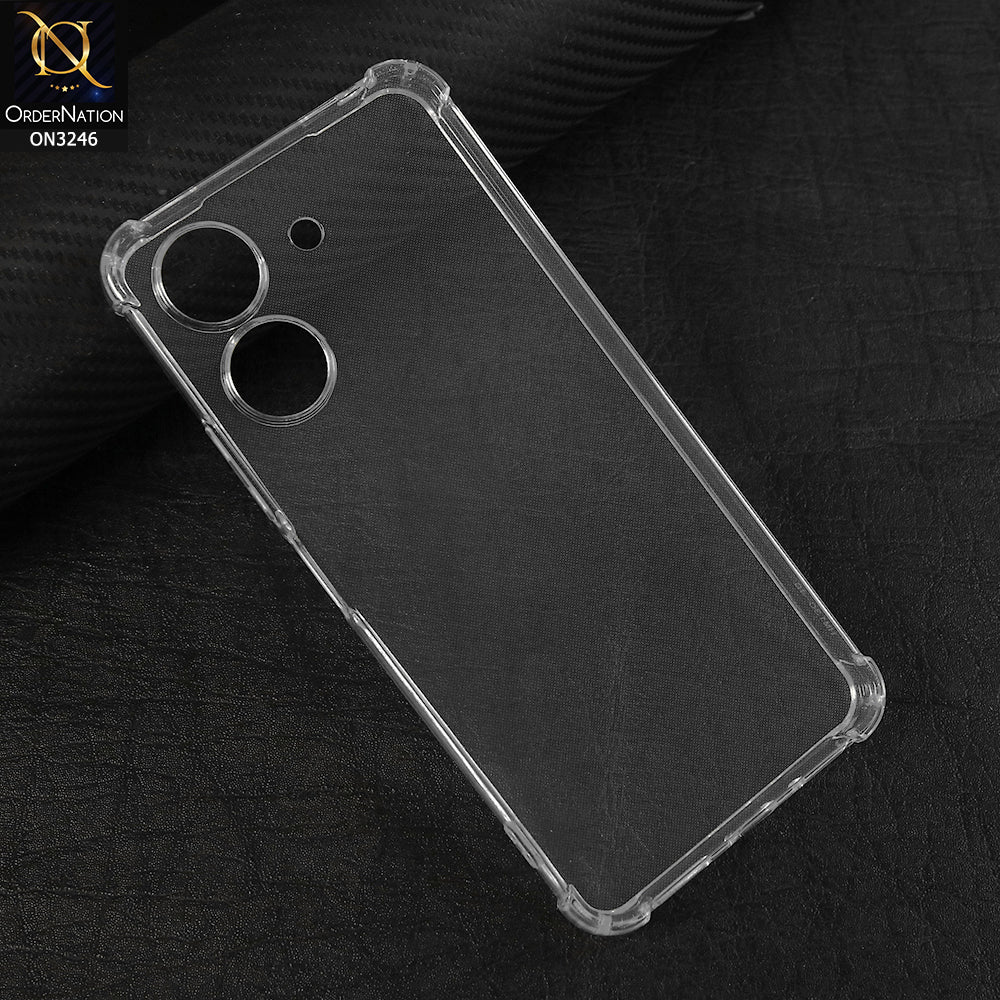 Xiaomi Redmi 13C - Transparent -  Soft 4D Design Shockproof Silicone Transparent Clear Camera Protection Case