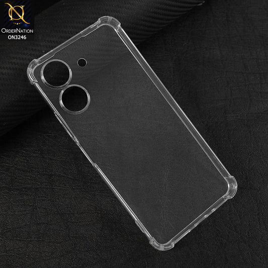 Xiaomi Redmi 13C - Transparent -  Soft 4D Design Shockproof Silicone Transparent Clear Camera Protection Case