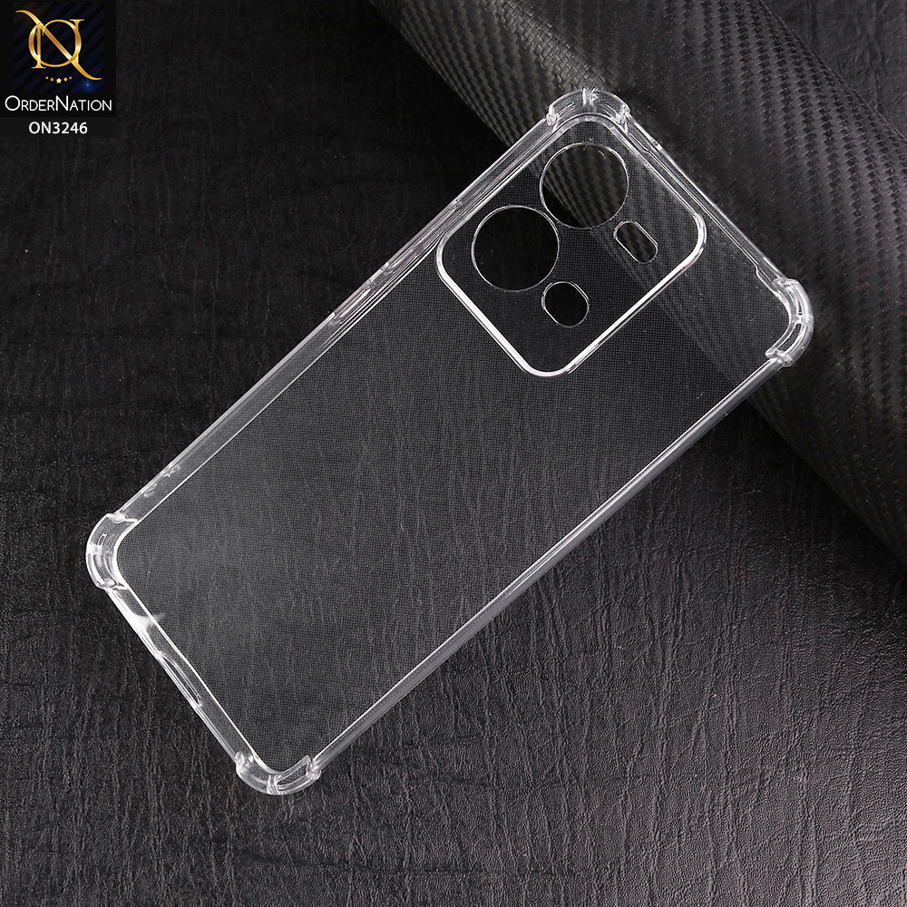 Vivo V25 5G Cover - Transparent - Soft 4D Design Shockproof Silicone Transparent Clear Camera Protection Case