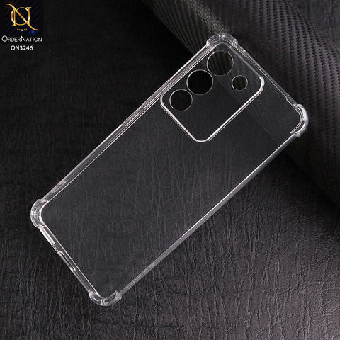 Vivo Y200 Cover - Transparent - Soft 4D Design Shockproof Silicone Transparent Clear Camera Protection Case