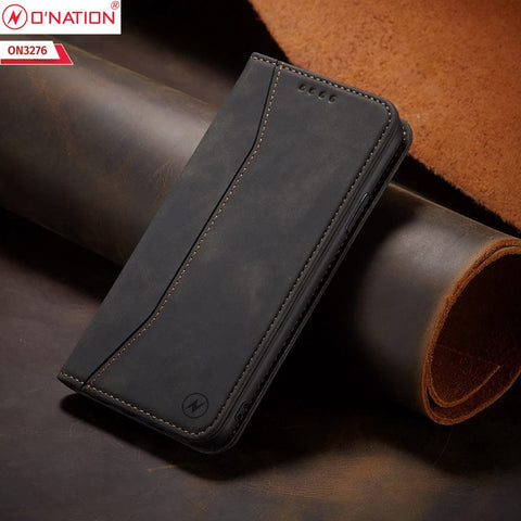 Oppo A94 Cover - Black - ONation Business Flip Series - Premium Magnetic Leather Wallet Flip book Card Slots Soft Case