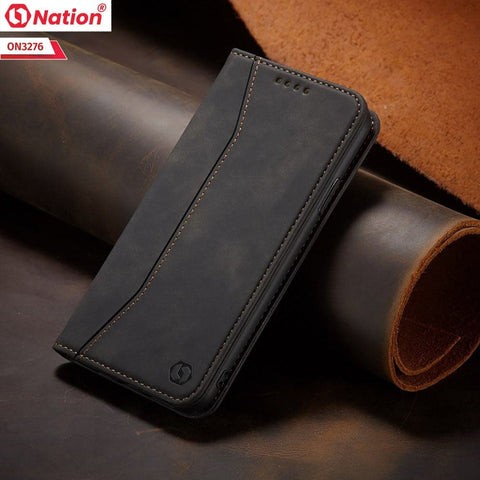 Xiaomi Redmi Note 12 4G Cover - Black - ONation Business Flip Series - Premium Magnetic Leather Wallet Flip book Card Slots Soft Case