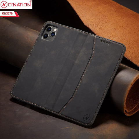 Xiaomi Redmi A3 Cover - Black - ONation Business Flip Series - Premium Magnetic Leather Wallet Flip book Card Slots Soft Case