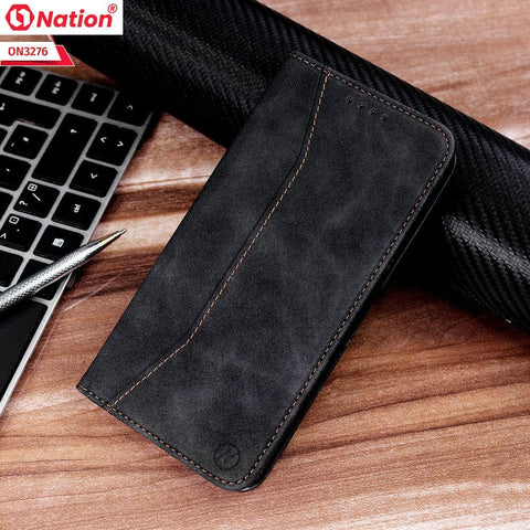 Xiaomi Redmi 12 Cover - Black - ONation Business Flip Series - Premium Magnetic Leather Wallet Flip book Card Slots Soft Case