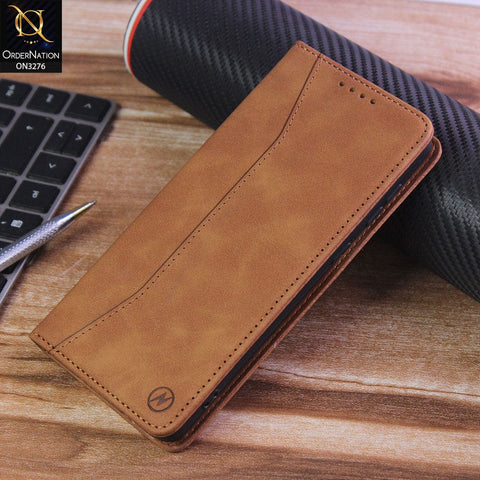 Vivo V21e Cover - Light Brown - ONation Business Flip Series - Premium Magnetic Leather Wallet Flip book Card Slots Soft Case