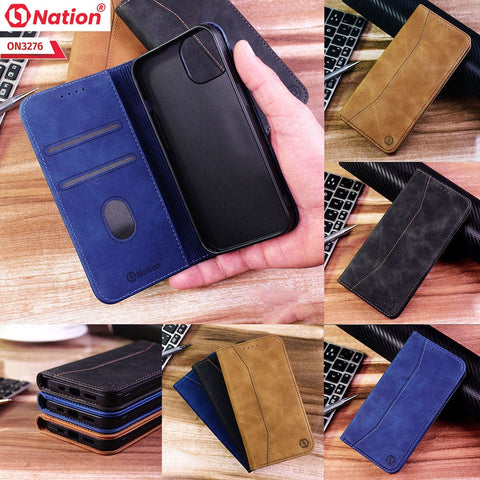 Vivo Y02A Cover - Light Brown - ONation Business Flip Series - Premium Magnetic Leather Wallet Flip book Card Slots Soft Case