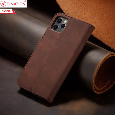 Samsung Galaxy A22 Cover - Dark Brown - ONation Business Flip Series - Premium Magnetic Leather Wallet Flip book Card Slots Soft Case