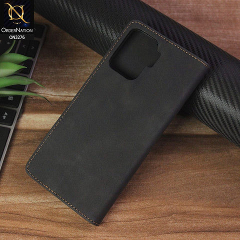 Oppo A94 Cover - Black - ONation Business Flip Series - Premium Magnetic Leather Wallet Flip book Card Slots Soft Case