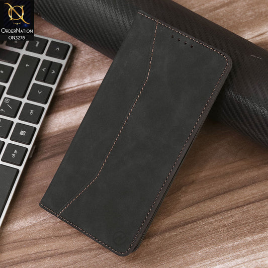 Xiaomi Redmi Note 13 Pro 4G Cover - Black - ONation Business Flip Series - Premium Magnetic Leather Wallet Flip book Card Slots Soft Case