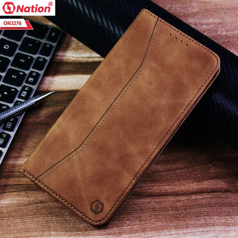 Xiaomi 11T Pro Cover - Light Brown - ONation Business Flip Series - Premium Magnetic Leather Wallet Flip book Card Slots Soft Case