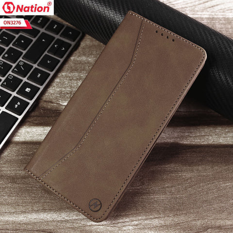 Vivo Y02t Cover - Light Brown - ONation Business Flip Series - Premium Magnetic Leather Wallet Flip book Card Slots Soft Case