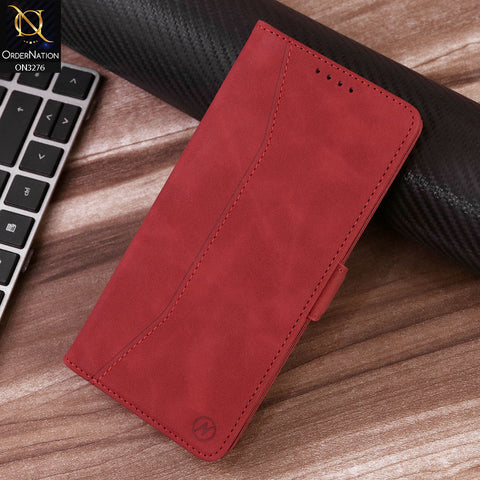 Samsung Galaxy Note 20 Ultra Cover - Red - ONation Business Flip Series - Premium Magnetic Leather Wallet Flip book Card Slots Soft Case - (Stylus Pen Will Not Work Because Of  Magnet)