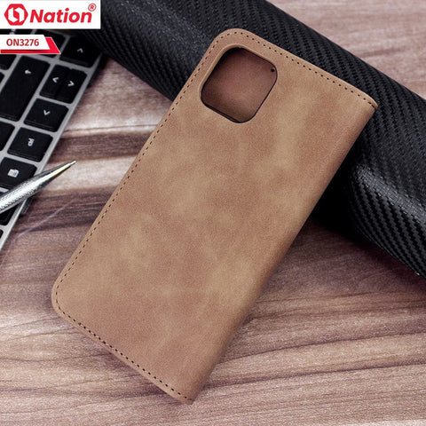 Xiaomi Redmi 12 Cover - Light Brown - ONation Business Flip Series - Premium Magnetic Leather Wallet Flip book Card Slots Soft Case